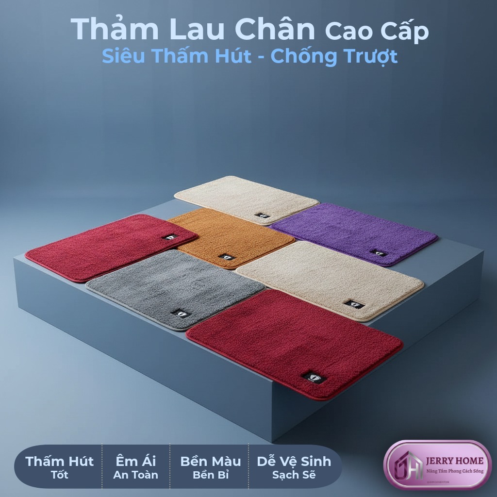 Combo 5 Thảm Chùi Chân Chống Trượt – Thấm Nước, Dùng Nhà Tắm, Phòng Khách, Tiện Lợi Jerry Home