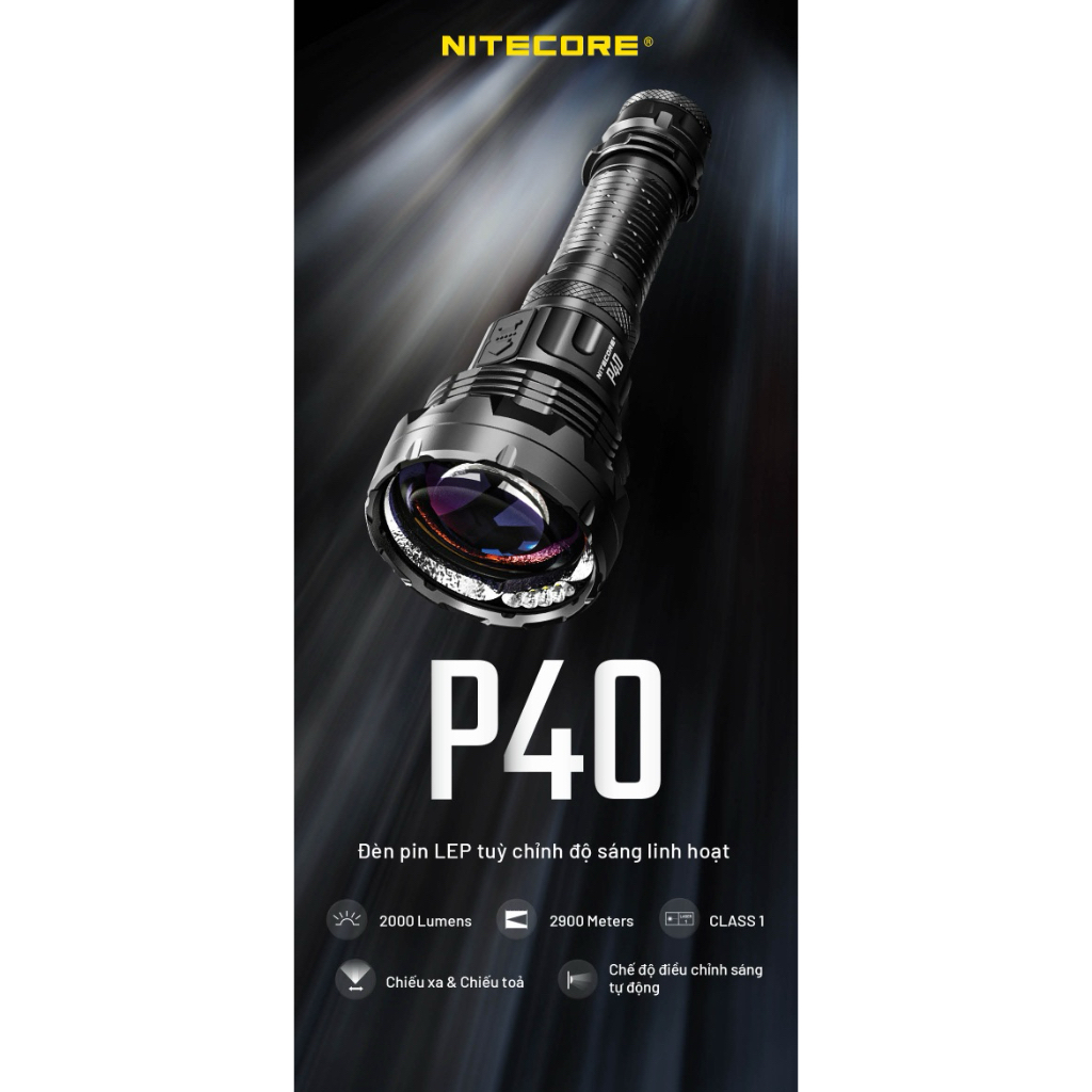 Đèn pin NITECORE P40 độ sáng 2000 lm chiếu siêu xa 2900m