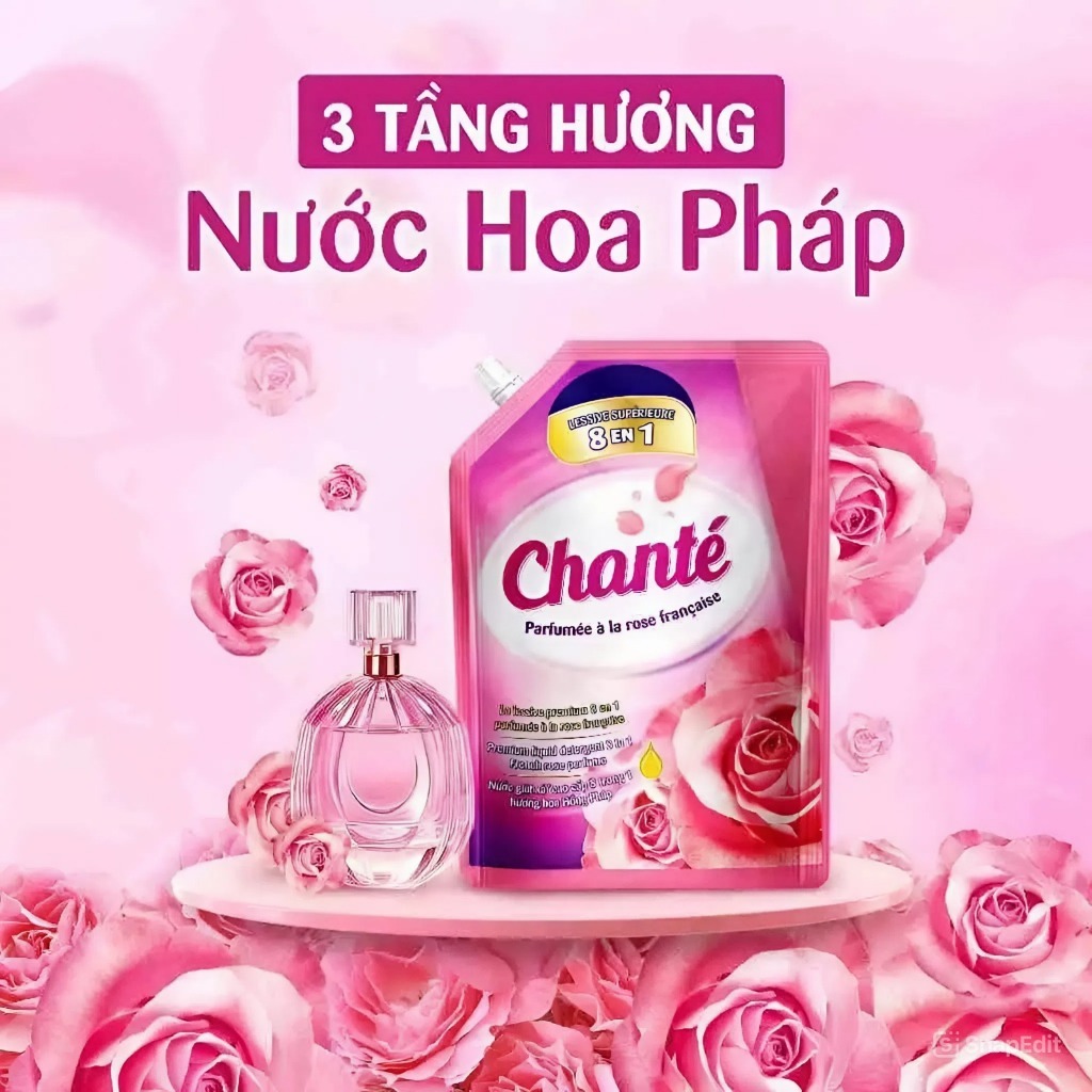 Nước Giặt Xả Chanté Hương Nước Hoa Hồng Pháp - Túi 3.5Kg