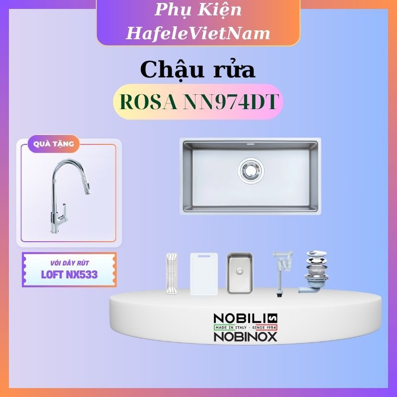 Chậu rửa bát 1 hố Nobinox ROSA NN974DT – Dễ lắp đặt, sử dụng bền bỉ