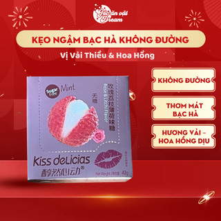 Kẹo Bạc Hà Không Đường Vị Vải và Hoa Hồng, Thơm Mát Giải Nhiệt Ăn Kiêng, Hơi Thở Thơm Lâu