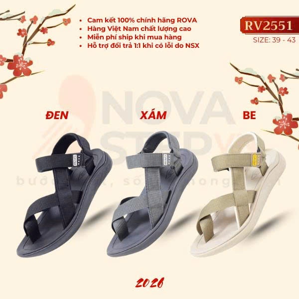 Giày sandal nam NovaStep VN RV2551 đế EVA phylon cao cấp - Hàng Việt Nam chất lượng cao