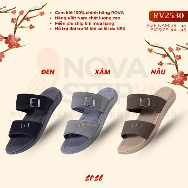 Dép quai ngang nam NovaStep VN RV2530 đế EVA phylon cao cấp - Hàng Việt Nam chất lượng cao