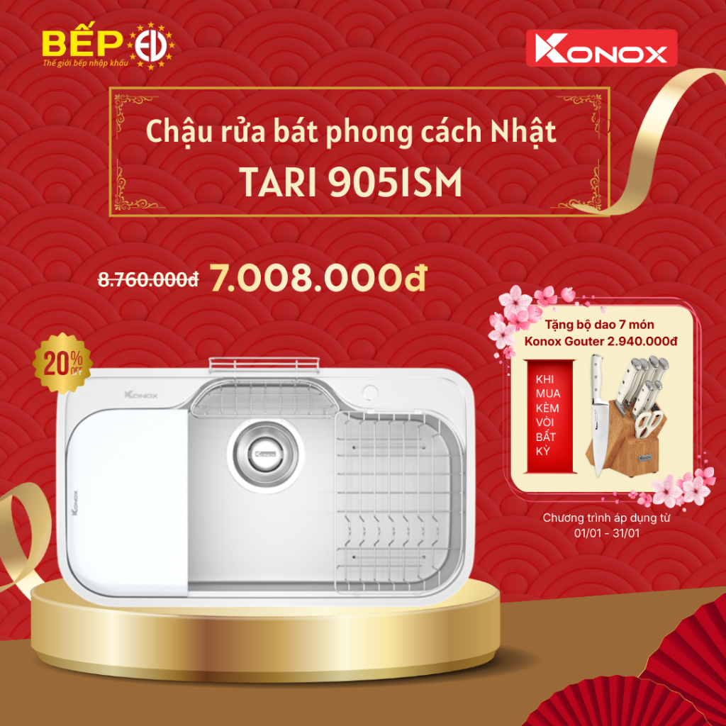 Chậu rửa bát phong cách Nhật bề mặt mịn Tari 9051SM