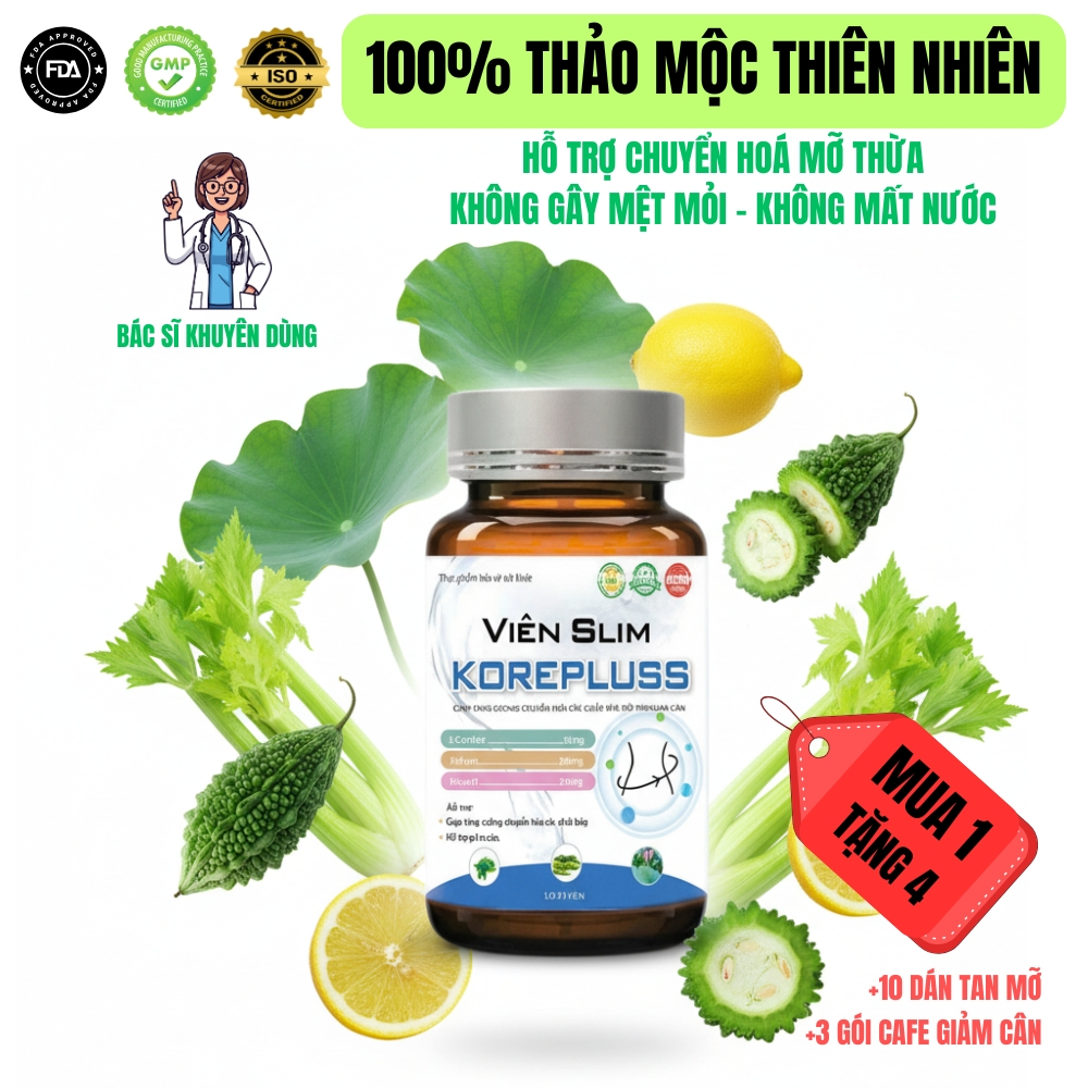 Viên Uống Giảm Cân Thảo Mộc Slim Koreplus Hộp 30 Viên, Giúp Lấy Lại Vóc Dáng Eo Thon Gọn