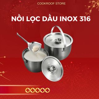 Nồi lọc dầu inox 316, âu lọc dầu mỡ,  bình lọc dầu vừa đựng dầu vừa nấu ăn dung tích 2.8L