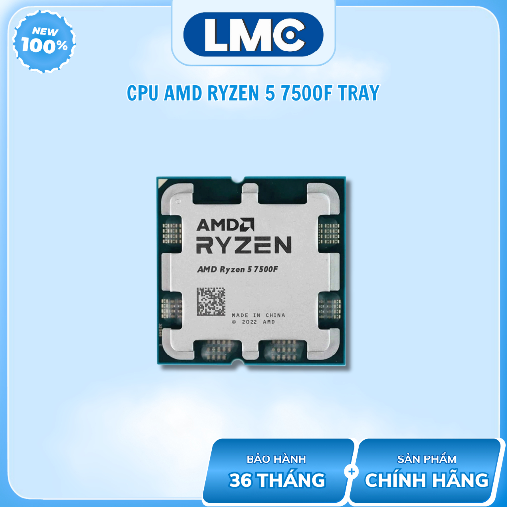[FullVAT) CPU AMD Ryzen 5 7500F Tray Chính hãng (3.7GHz Up to 5.0GHz, 6 nhân 12 luồng, 38MB, AM5)