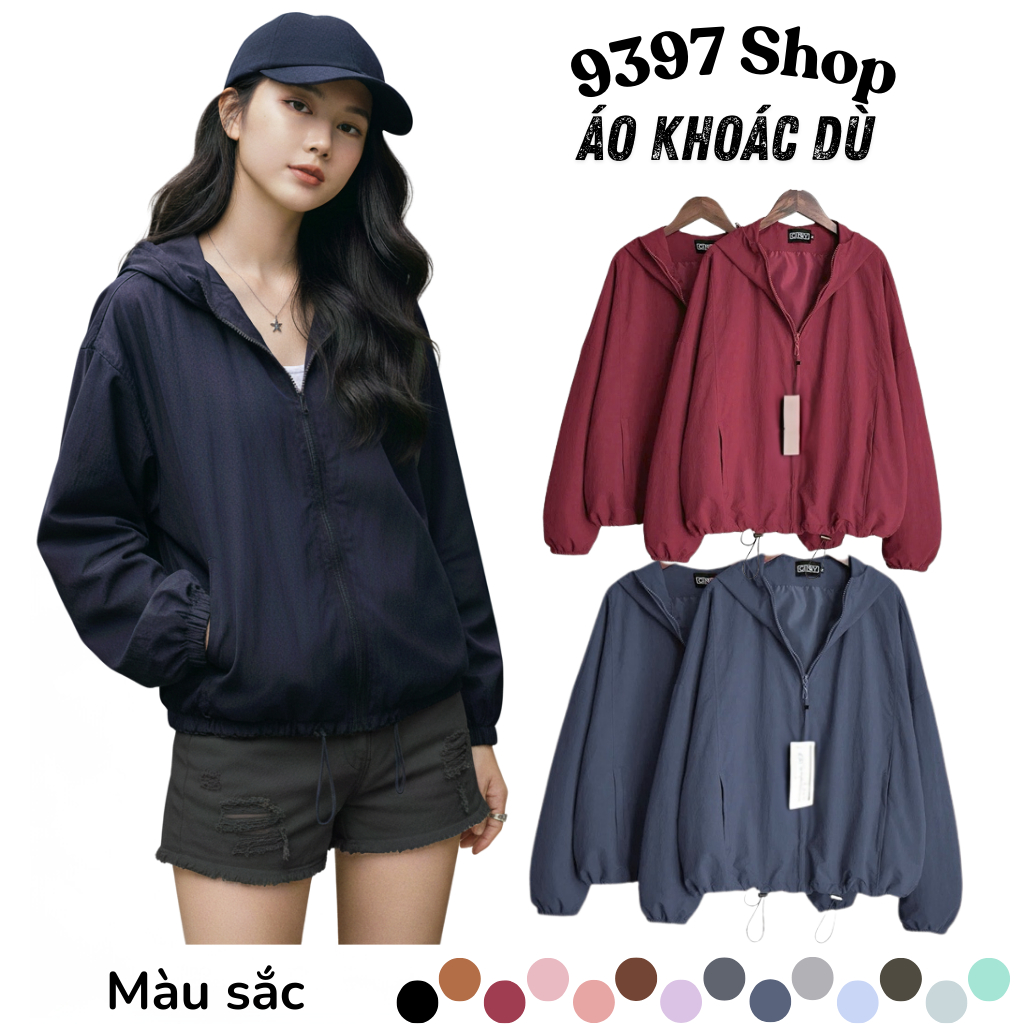 Áo khoác dù trượt nước cao cấp unisex 9397Shop | Siêu nhẹ gấp gọn tiện lợi mặc nhà đi chơi | Màu pas