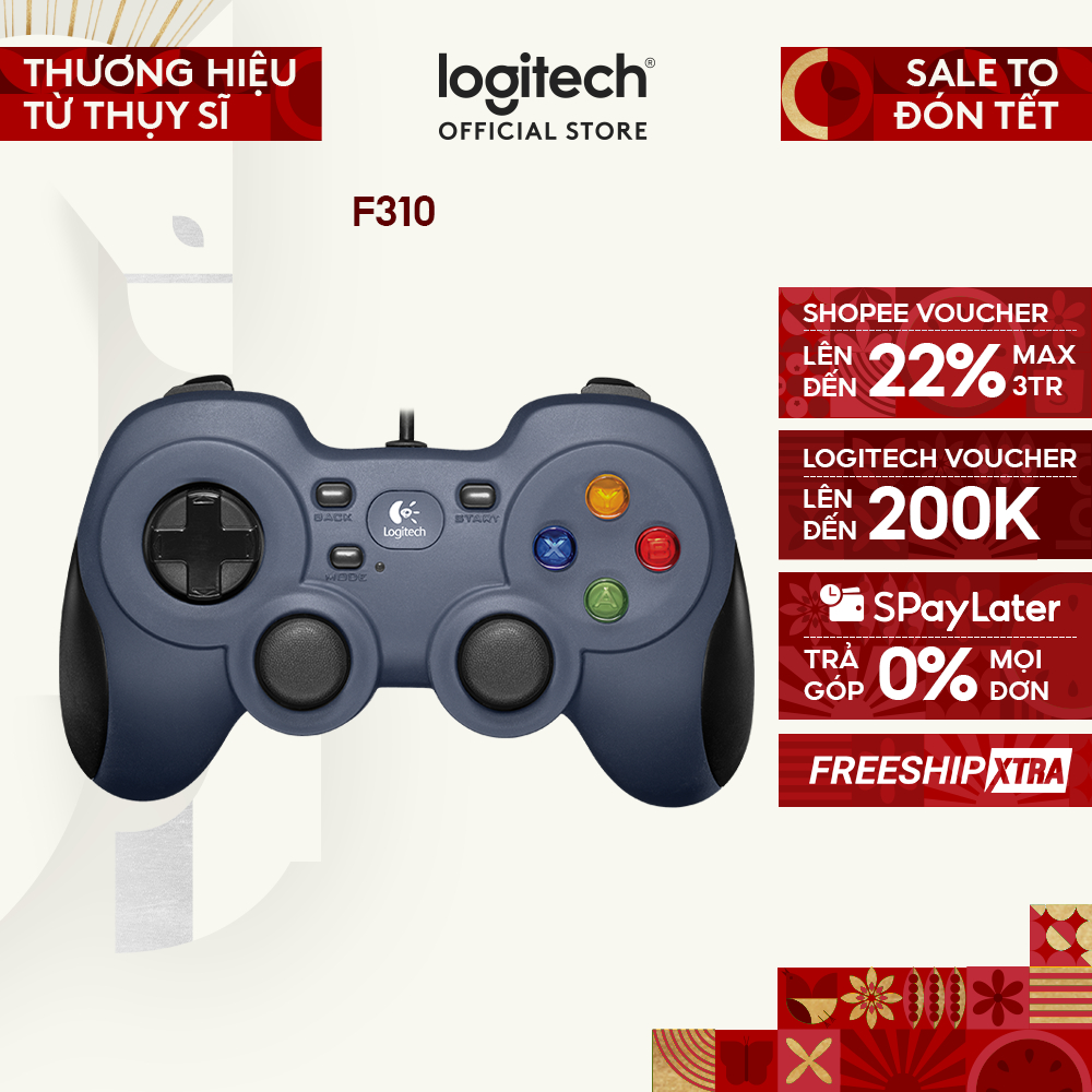Tay cầm gaming console có dây Logitech F310 - 4 phím di chuyển D-Pad, TV Android