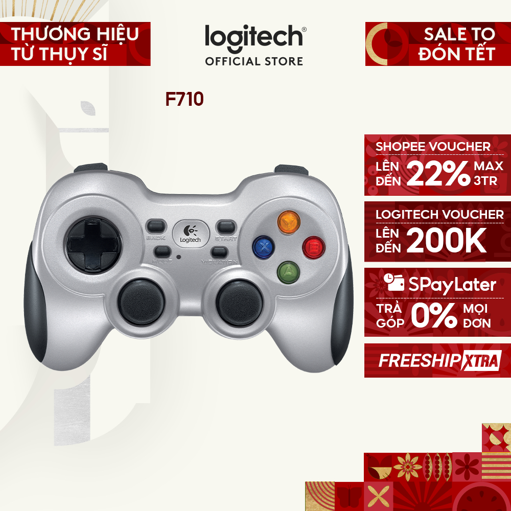 Tay cầm chơi gaming console không dây Logitech F710 - USB 2.4Ghz, 4 phím di chuyển D-Pad