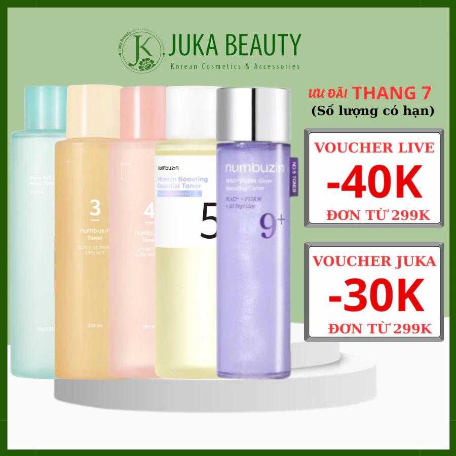 Nước hoa hồng Numbuzin No.3 Super Glowing/ No.1 Calming Herb/ No.5 Vitamin/ No.4 Hydrating/ Toner