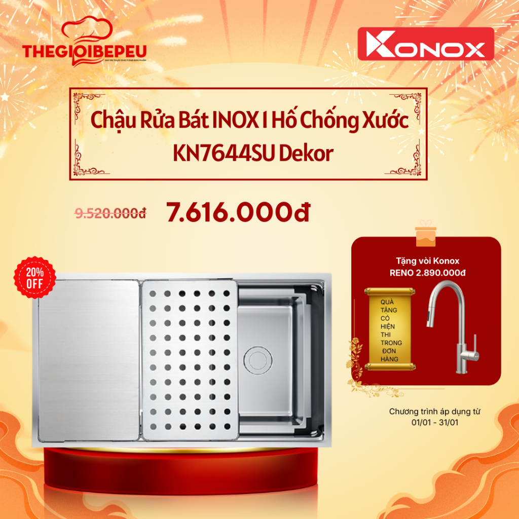 Chậu rửa bát chống xước Workstation Sink – Undermount Sink KN7644SU Dekor