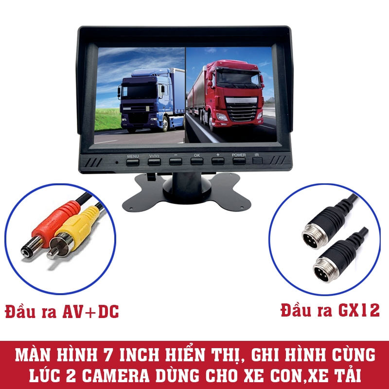 Màn hình taplo 7 inch hiển thị cùng lúc và ghi hình 2 camera,độ phân giải AHD
