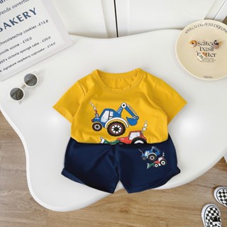 [Shop Mạnh Hoa KIDS] Set cộc tay xuân hè cho bé- Hình in máy xúc khỏe khoắn chất liệu cotton mềm mịn 8-30kg