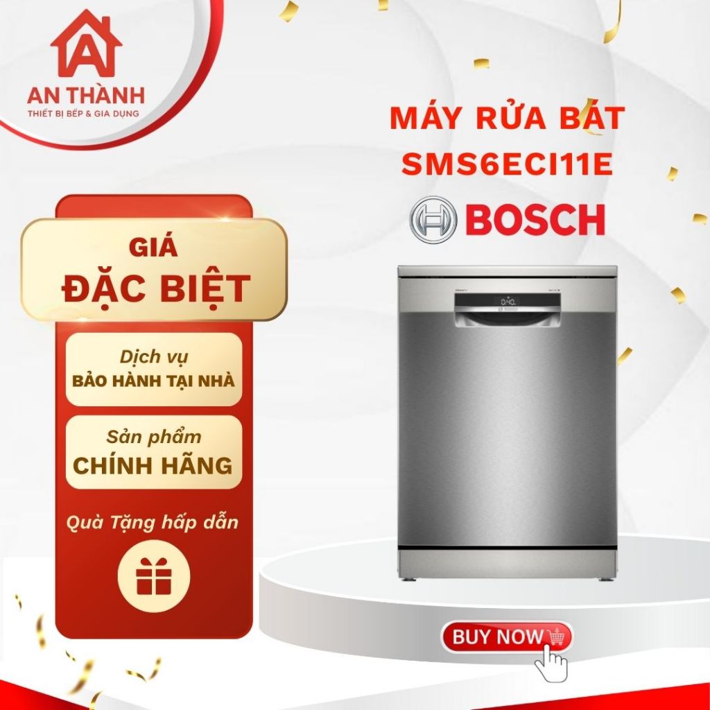 Máy rửa bát Bosch SMS6ECI11E – Serie 6 Rửa sạch vượt trội – Thiết kế châu Âu, tiện nghi cao cấp