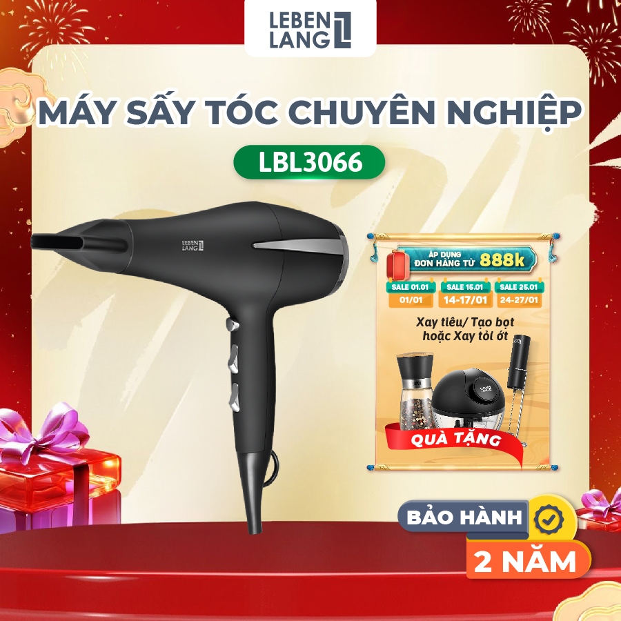 [Bảo Hành 2 Năm] Máy Sấy Tóc Lebenlang LBL3066 Công Suất 2400W Có Sấy Mát Và Ion