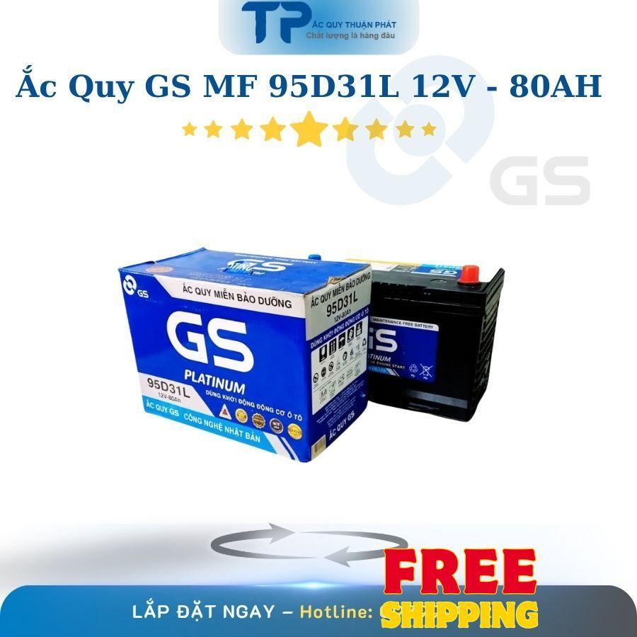 Ắc Quy GS MF 95D31L 12V-80AH chuyên dùng: Kia / Mitsubishi / Hyundai / Toyota / Xe tải: Isuzu / QKR 