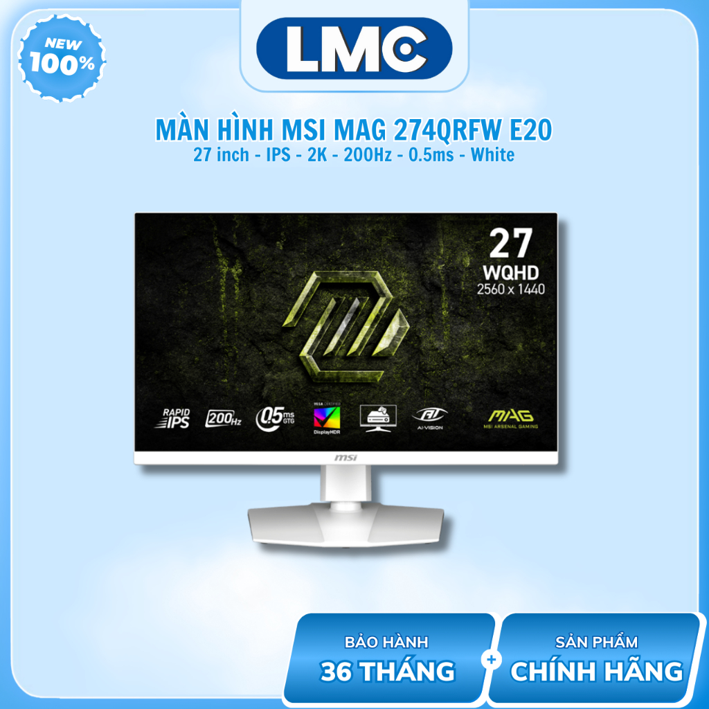 Màn hình MSI MAG 274QRFW E20 (27" - Rapid IPS - 2K - 200Hz - 0.5ms - White)