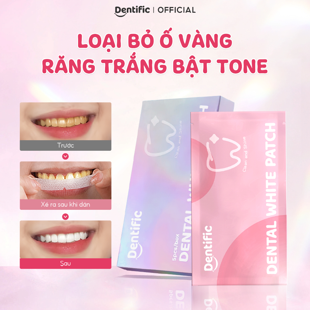 Combo 2 hộp miếng dán trắng răng Dentific hỗ trợ làm sáng răng, sạch mảng bám, an toàn cho men răng 