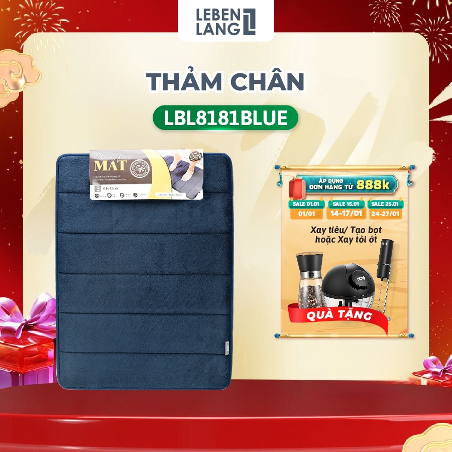 Thảm lau chân Lebenlang LBL8181, thấm hút nước đế cao su chống trơn trượt phòng tắm, thấm hút nhanh