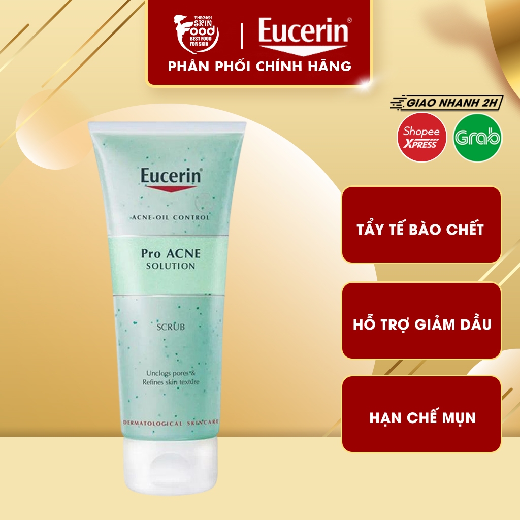 Tẩy tế bào chết Eucerin hỗ trợ giảm dầu, hạn chế mụn Acne-Oil Control Pro Acne Solution Scrub 100ml 