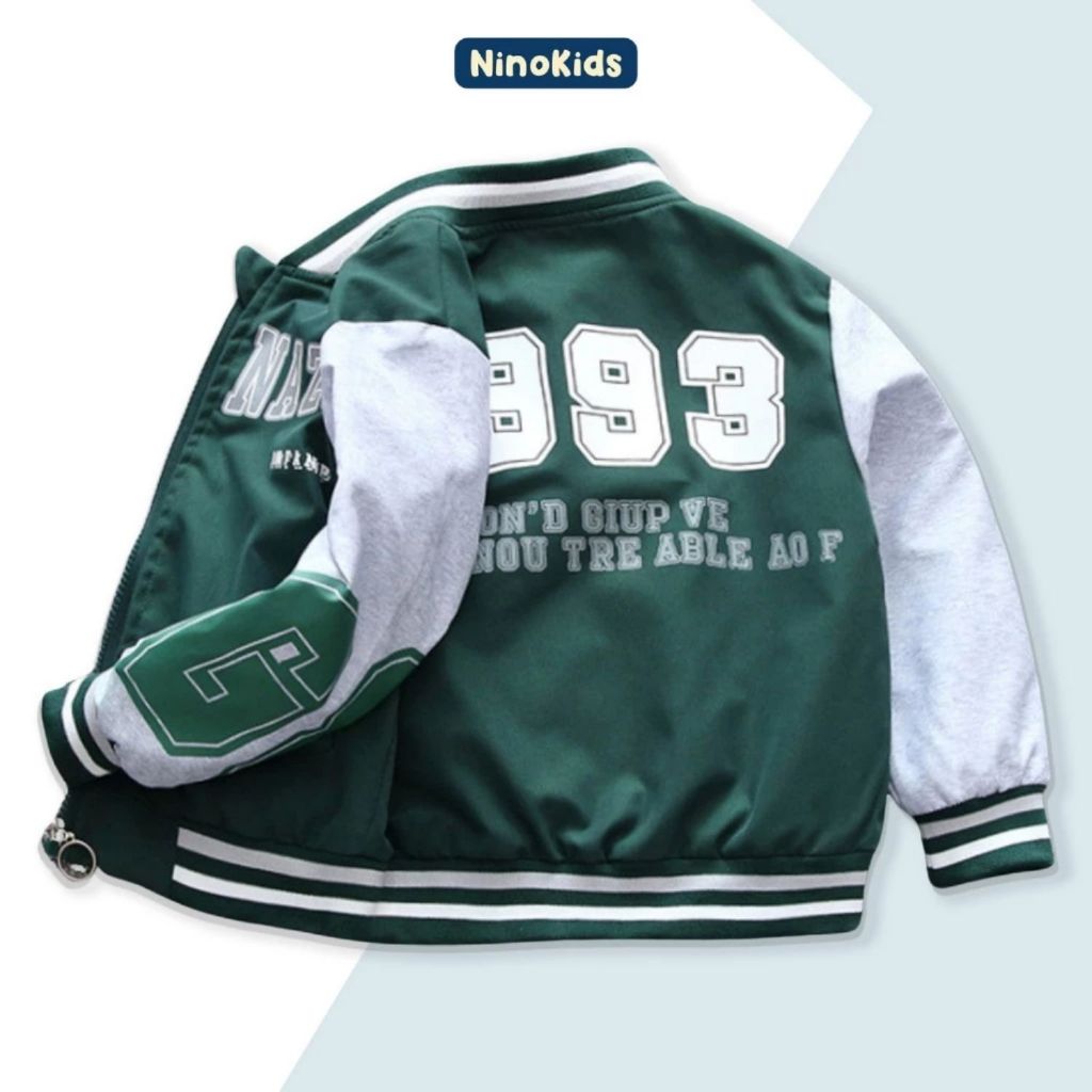 Áo khoác Bomber cho bé trai lớp 1- 7, Thiết kế phong cách Hàn Quốc, cho bé đi học hay đi chơi, AN19 