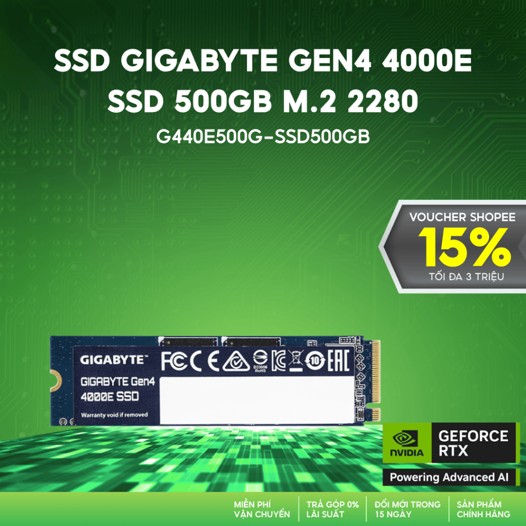 Ổ cứng tốc độ cao SSD GIGABYTE Gen4 4000E SSD 500GB M.2 độ dài 2280  G440E500G-SSD500GB