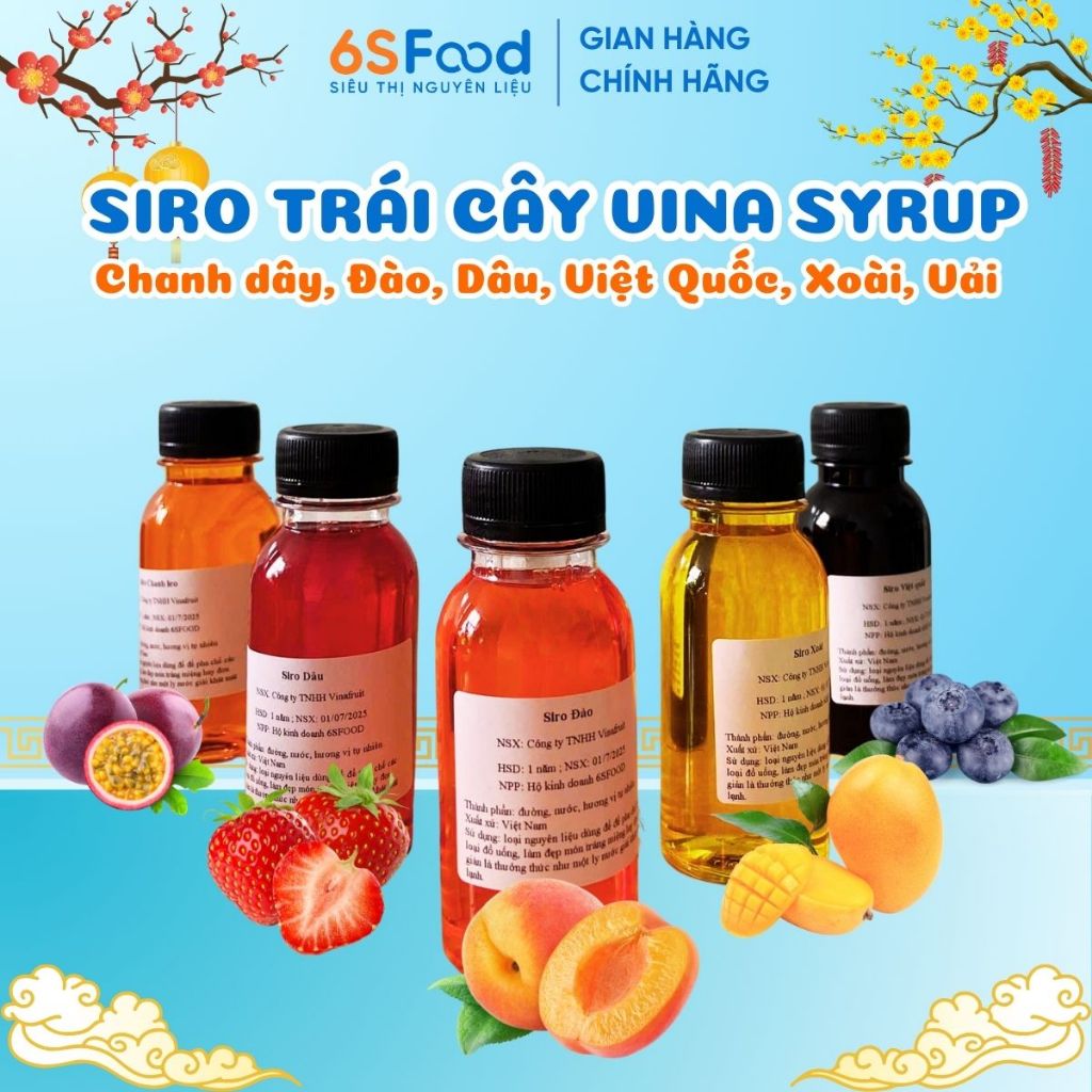 Siro Trái Cây VINASYRUP Chiết 110gr Dùng Làm Trà Trái Cây, Pha Coktail, Rau Câu,... - 6SFOOD