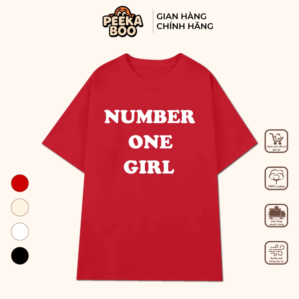 [PEEKABOO]Áo Phông Unisex PEEKABOO "Number One Girl" - Áo Thun Tay Lỡ Form Rộng Unisex Basic Mặc Đi 