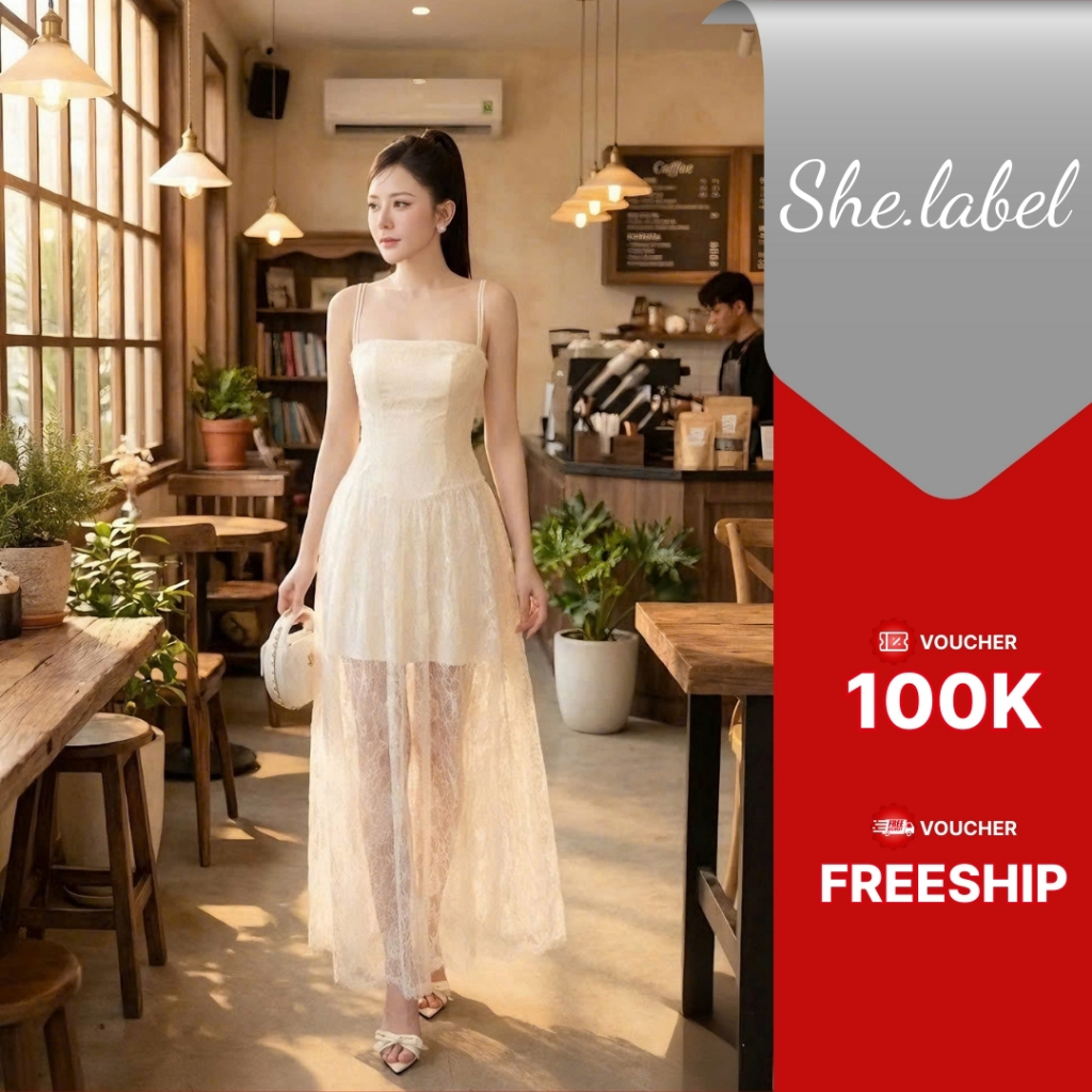 Đầm Dự Tiệc Cúp Ngực Phối Ren Dáng Dài Sang Trọng – D1194