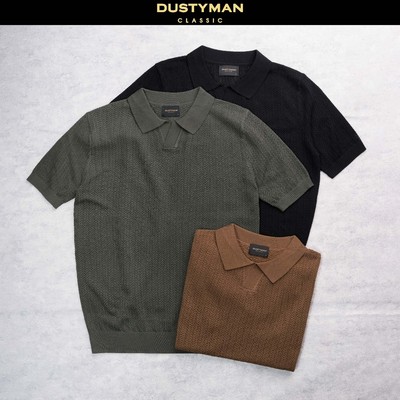 Áo Polo Nam Dệt Kim Heritage Dustyman, Vải Len Dệt Thoáng, Lịch Lãm, Cổ Điển