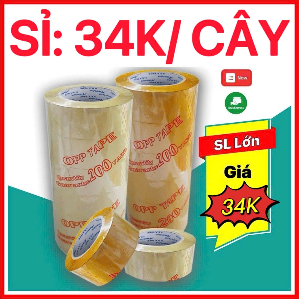 [XẢ KHO] Băng Keo, Băng Dính Trong/Đục 4.8cm - 200Yard (1.8kg/cây 6 Cuộn), Băng Keo 100Y, 200Y Dán Thùng,Đóng Gói