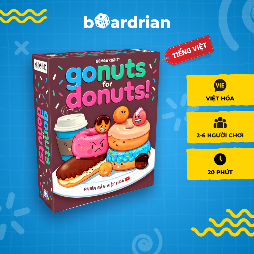 GO NUTS FOR DONUTS (DIY Việt Hóa) - Trò chơi board game party thẻ bài Đại Tiệc Bánh Donut