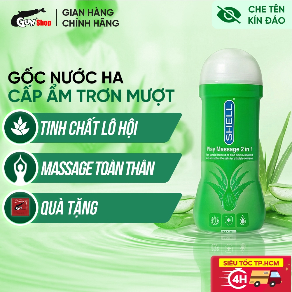 Gel bôi trơn Shell Play Massage 2 in 1 Aloe Vera - Chai 200ml | GUNSHOP VIỆT NAM