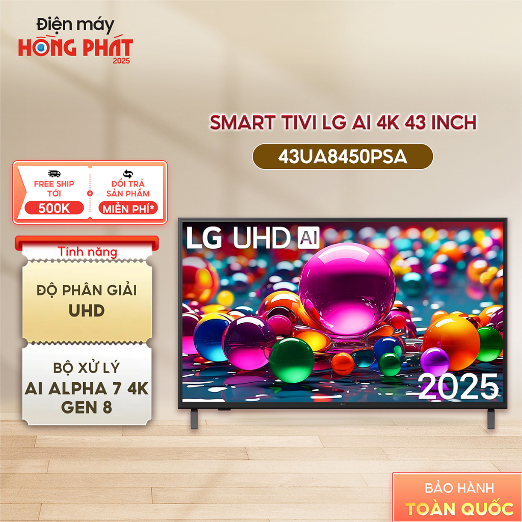 [Giao-Lắp HCM/Cần Thơ] Smart Tivi LG 4K UHD AI UA8450 43 Inch 43UA8450PSA