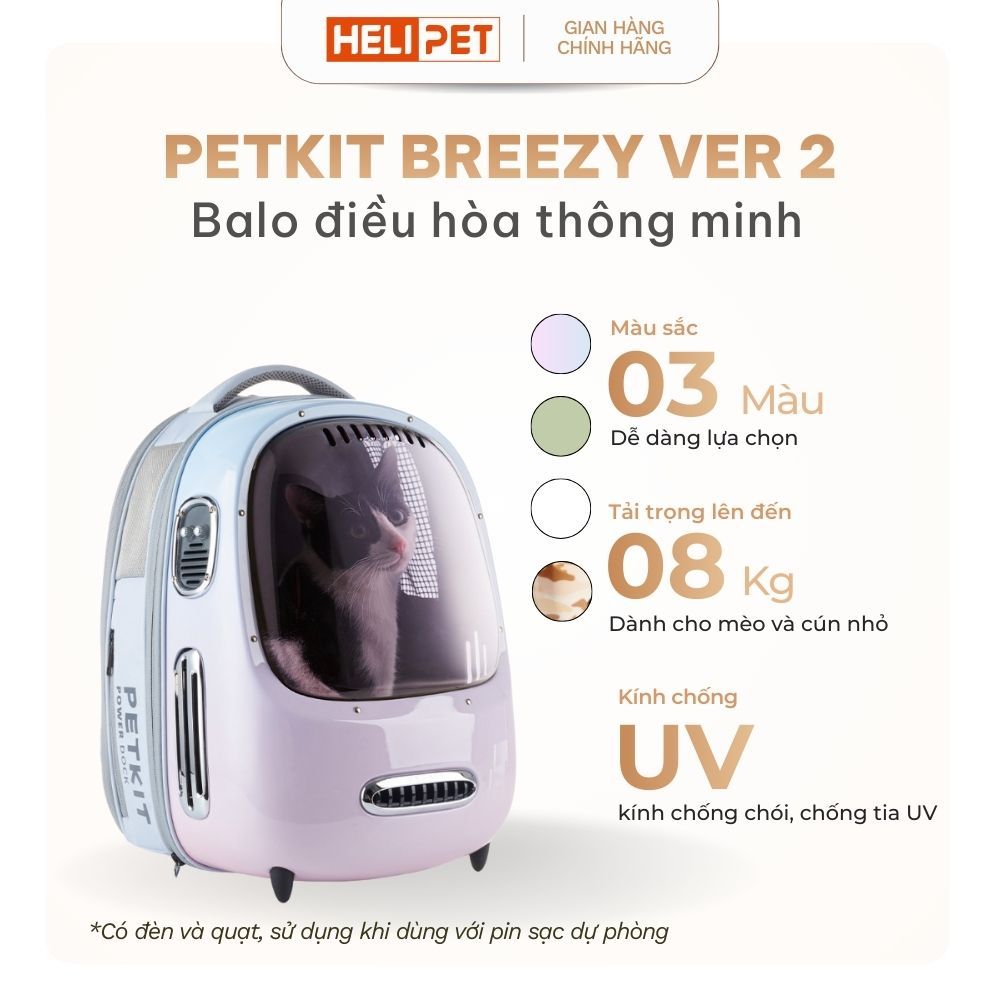 Balo PETKIT Điều Hoà Thông Minh Cho Chó Mèo, Thú Cưng PETKIT Breezy ver 2 New 2026 - HeLiPet
