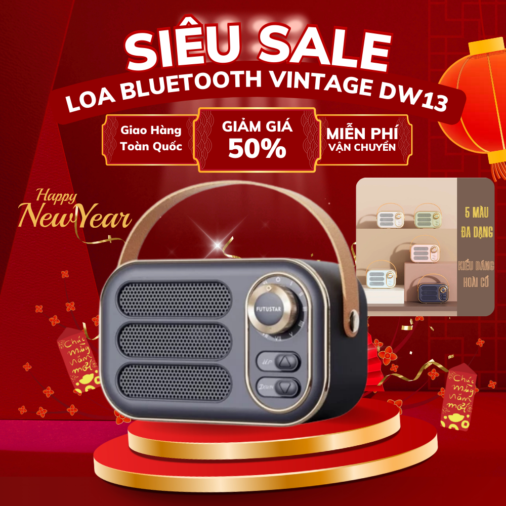 Loa Bluetooth Mini DW13 Vintage Retro - Bluetooth 5.0 - Nghe Liên Tục 7 Giờ - Âm Thanh 3D Sống Động