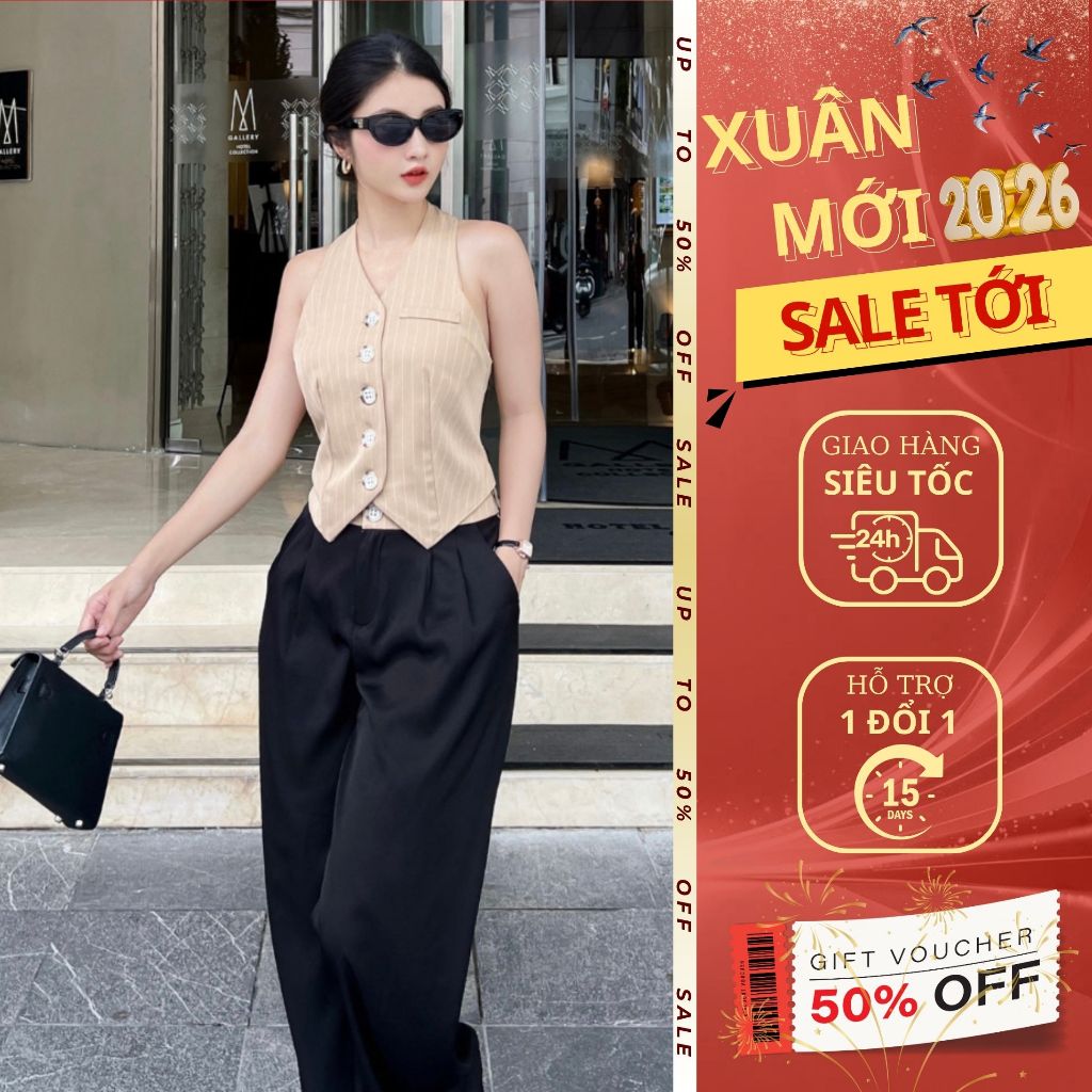 Áo ghi lê nữ phối quần ống suông Emili Design lịch thiệp [B28]