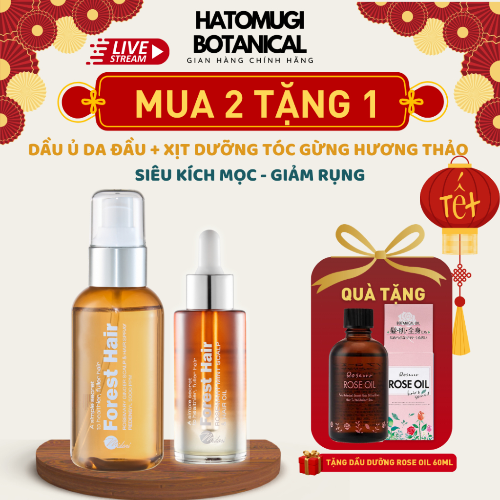 [LIVE TẾT] [MUA 2 TẶNG 1] Dầu ủ tóc Forest Hair và Xịt dưỡng tóc Forest Hair dành cho tóc gãy rụng h
