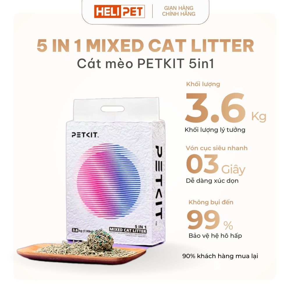Cát mèo PETKIT cát vệ sinh cho mèo PETKIT khử mùi, không bụi - HELIPET