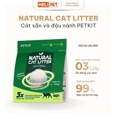Cát Mèo, Cát Vệ Sinh Cho Mèo PETKIT Đậu Nành Mix Sắn Vón Nhanh, Khử Mùi Tốt, Ít Bụi