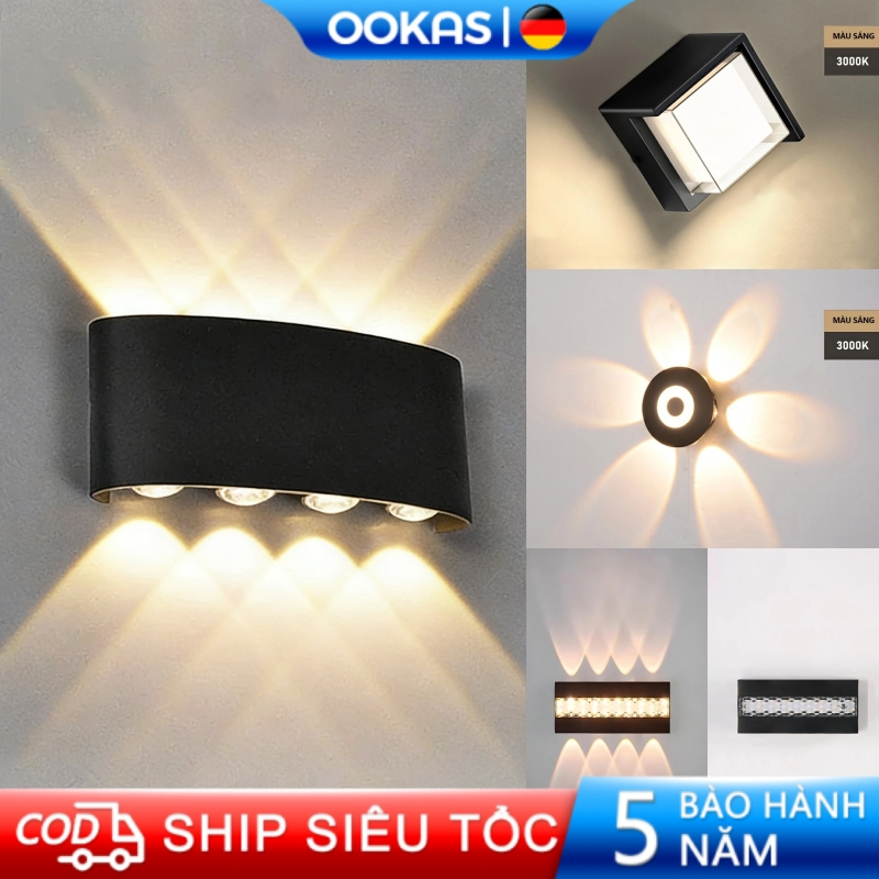 OOKAS Đèn trang trí hắt tường sử Chống nước IP65 dụng được ngoài trời 4/6/8LED 220V