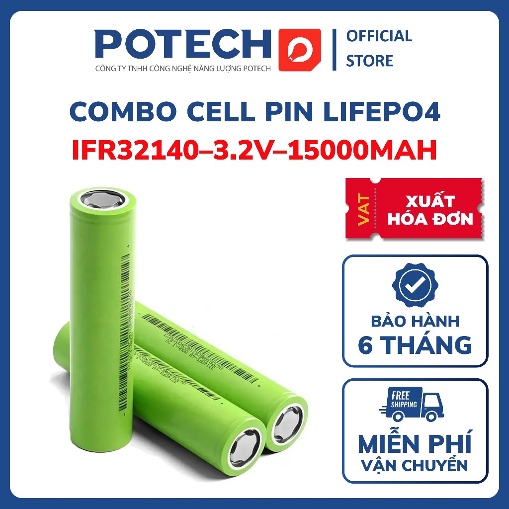 COMBO | Cell pin LiFePO4 IFR32140-3.2V-15000mAh, dòng xả 45A liên tục - Hàng mới chính hãng