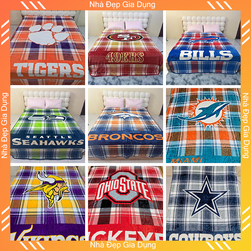 [Món thứ hai giảm 50%]Chăn NFL,Logo đội bóng,Baseball,Thể thao,Không xù lông,Ấm áp,Thoải má