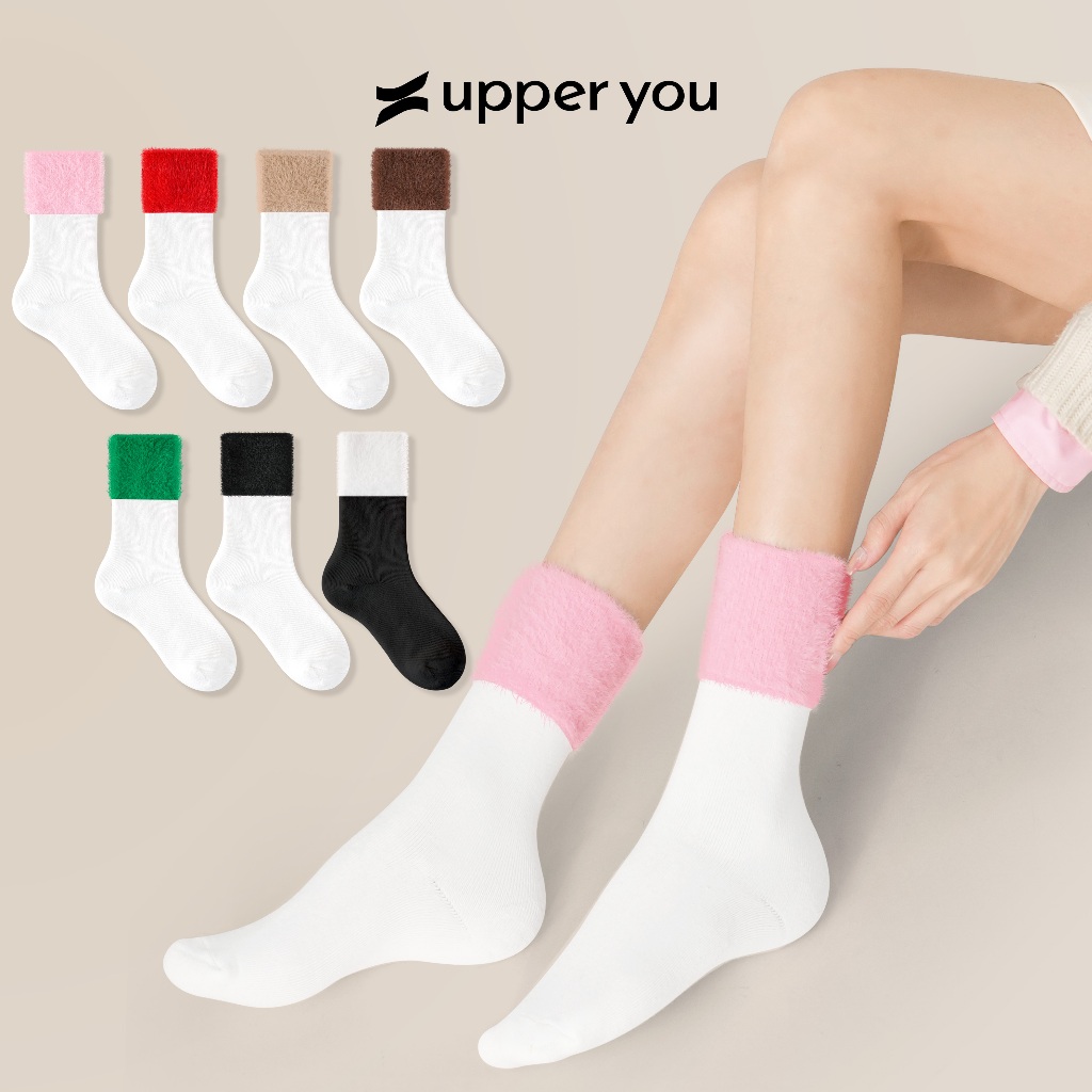 Tất Vớ Cổ Cao Viền Nữ Giữ Nhiệt Giữ Ấm Mùa Đông UPPER YOU Dày Dặn Mềm Mịn Êm Chân - SNF4004