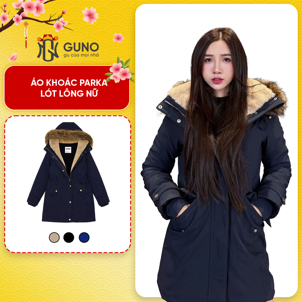 Áo Parka Dáng Dài GUNO – Lót Lông Mịn, Chống Gió, Giữ Nhiệt Tốt, Có Mũ, Túi Hộp Tiện Lợi 25AG145