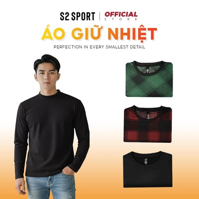 Áo thun len nam dài tay S2 SPORT giữ nhiệt kẻ caro cổ tròn 3cm sợi len mỏng dệt kim mềm mịn - AGN02