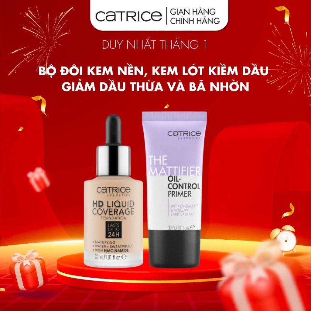 Bộ đôi kem nền kem lót Catrice kiềm dầu tối ưu giảm dầu thừa và bã nhờn 30ml