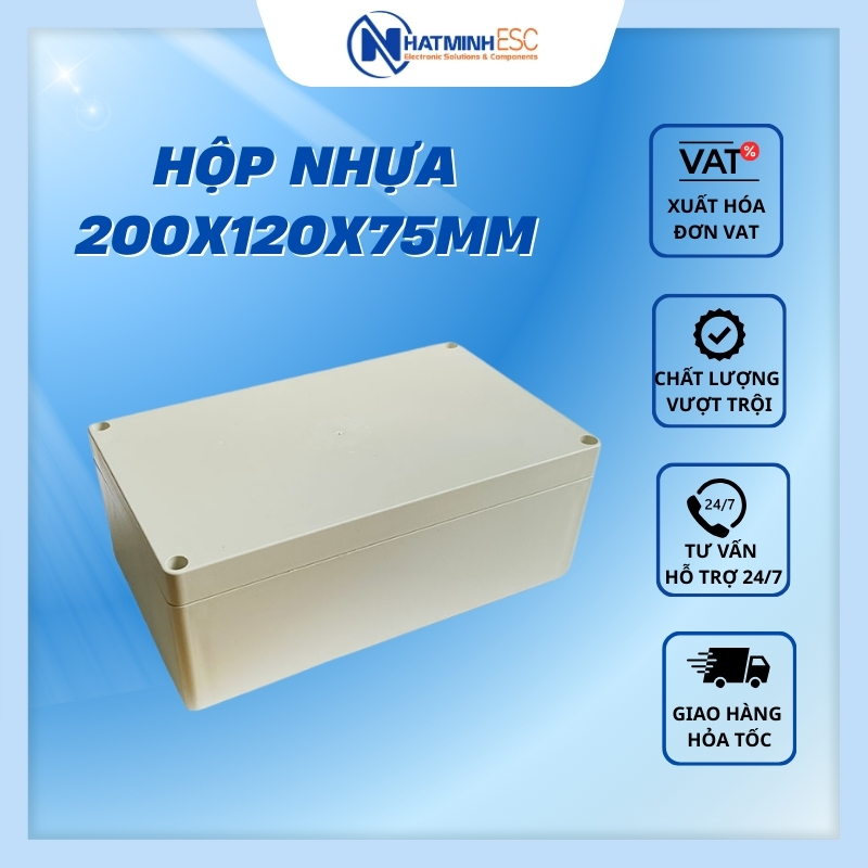 Hộp nhựa 200x120x75mm chống ẩm