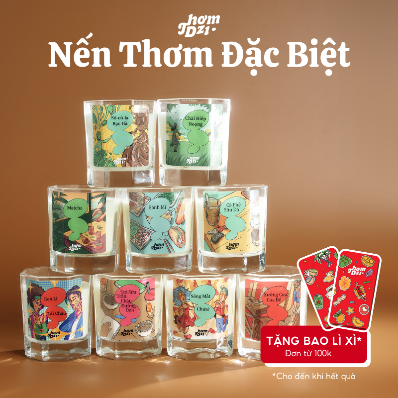 Nến Thơm Decor Phòng THƠM DZI Nến Thơm Quà Tặng Sinh Nhật Nến Thơm Mùi Cà Phê, Gỗ, Trà Sữa và Bánh Mì